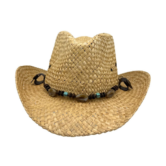 Jacaru 1818D Straw Cowboy Hat – Turquoise Bead Band | Vegan