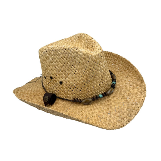 Jacaru 1818D Straw Cowboy Hat – Turquoise Bead Band | Vegan