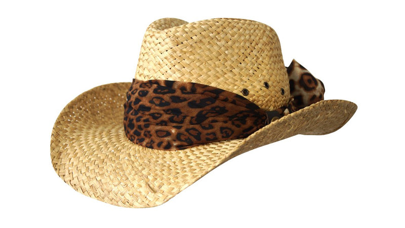 Load image into Gallery viewer, Jacaru 1818E Straw Cowboy Hat with Scarf
