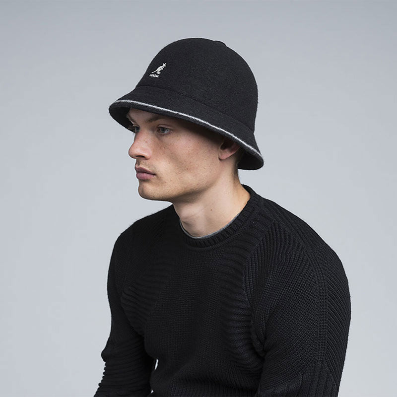 Load image into Gallery viewer, Kangol Stripe Casual Bucket Hat Wool Blend K3181ST - Black/Off White-3
