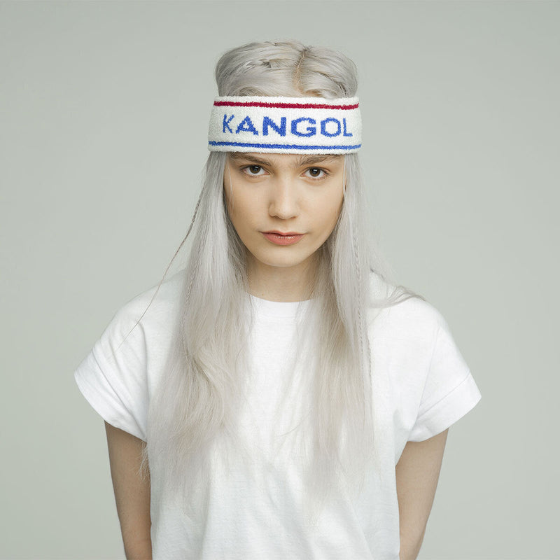 Load image into Gallery viewer, Kangol Bermuda Stripe Headband Stretch Sweatband - White/Ciano - One Size-1
