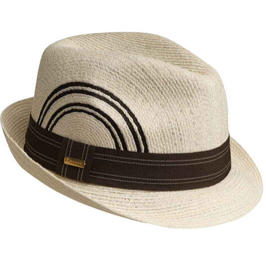 KANGOL Ashton Braid Player Trilby Hat 100% Sisal Fedora Brim Cap - Natural-0