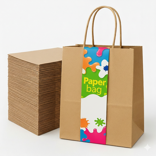 72x Kraft Paper Gift Bags Shopping Carry Craft Brown Bag w/ Handles Bulk (27x22x11cm)-1