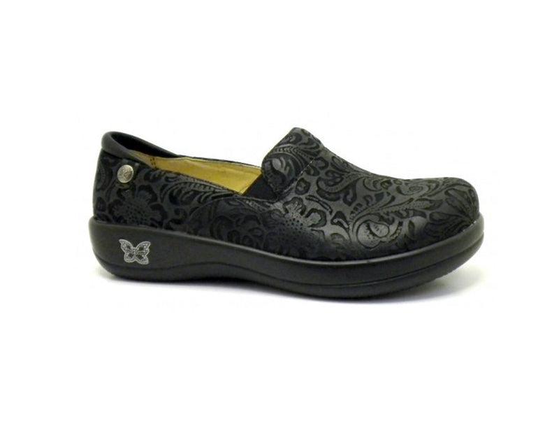 Load image into Gallery viewer, ALEGRIA Keli Nursing Shoes Slip On Womens Work Working Hospitality - Black Embossed Paisley-4
