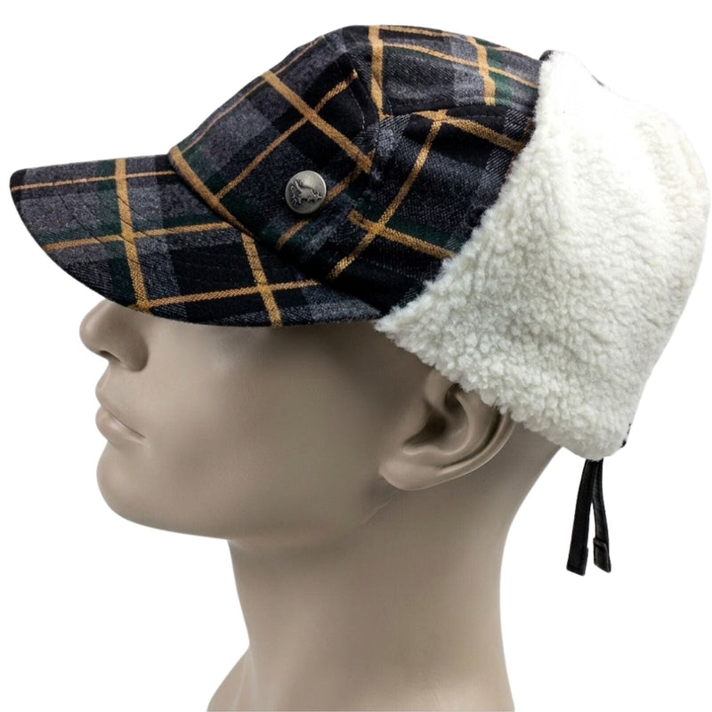 Load image into Gallery viewer, Plaid Supre Trapper Ushanka Hat Sherpa Lined Winter Ear Flap Cap - Grey/Black-3
