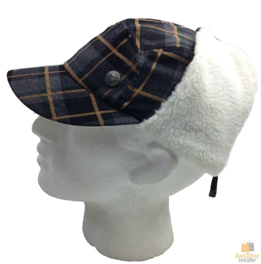 Plaid Supre Trapper Ushanka Hat Sherpa Lined Winter Ear Flap Cap - Grey/Black-4