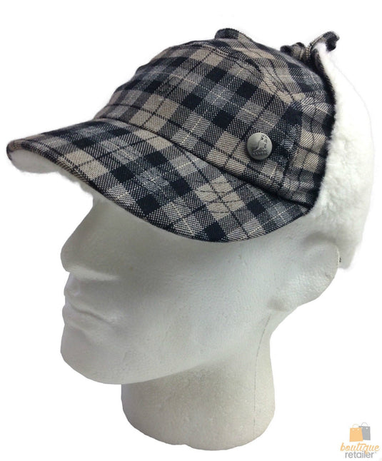 Plaid Supre Trapper Ushanka Hat Sherpa Lined Winter Ear Flap Cap - Black/Grey-5