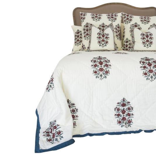 Kolka Gulbahar Quilt 100% Cotton Spring Flowers Print - Queen size-0