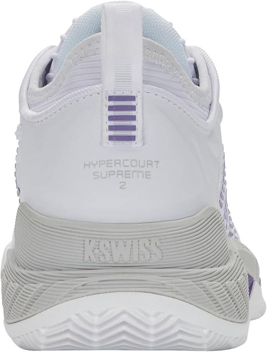 K-Swiss Womens Hypercourt Supreme 2 Clay Herrinbone Tennis Shoes in White/Lunar-4