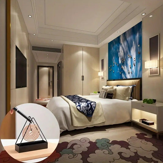 Green Metal Mosquito Incense Holder Nordic Design with Ash Tray for Home & Hotel-3