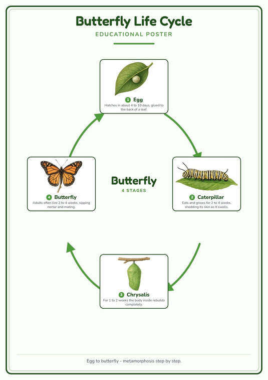 Butterfly Life Cycle: A4 Matte Laminated Educational Poster Print - 210x297mm-0