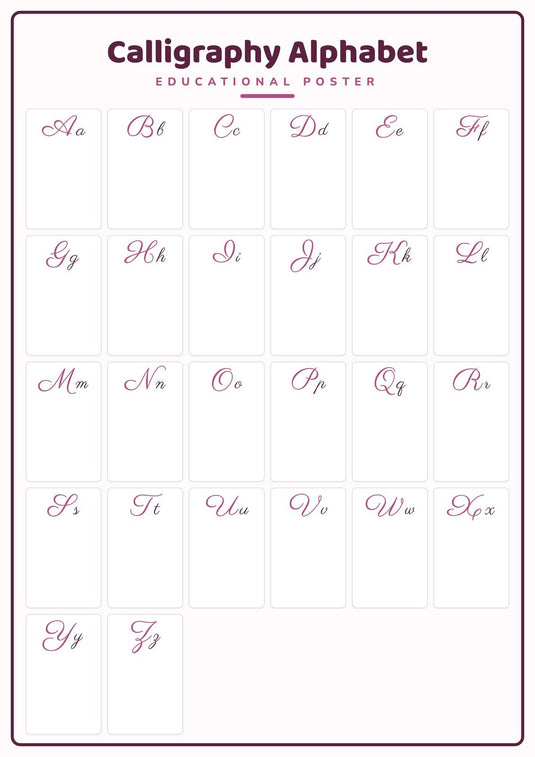 Calligraphy Alphabet: A4 Matte Laminated Educational Poster Print - 210x297mm-0