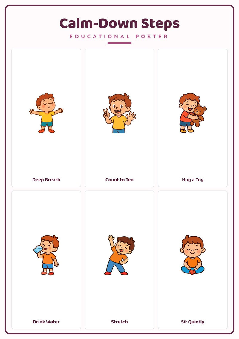 Load image into Gallery viewer, Calm-Down Strategies: A4 Matte Laminated Educational Poster Print - 210x297mm-1
