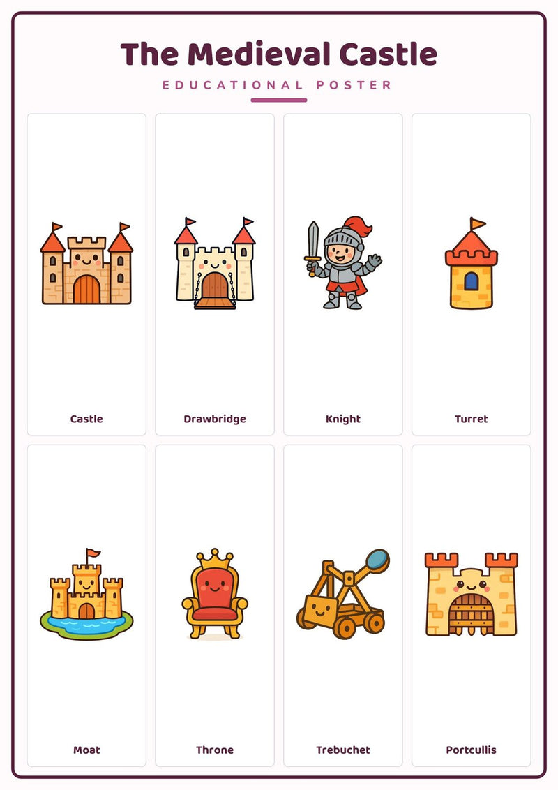 Load image into Gallery viewer, The Medieval Castle: A4 Matte Laminated Educational Poster Print - 210x297mm-1

