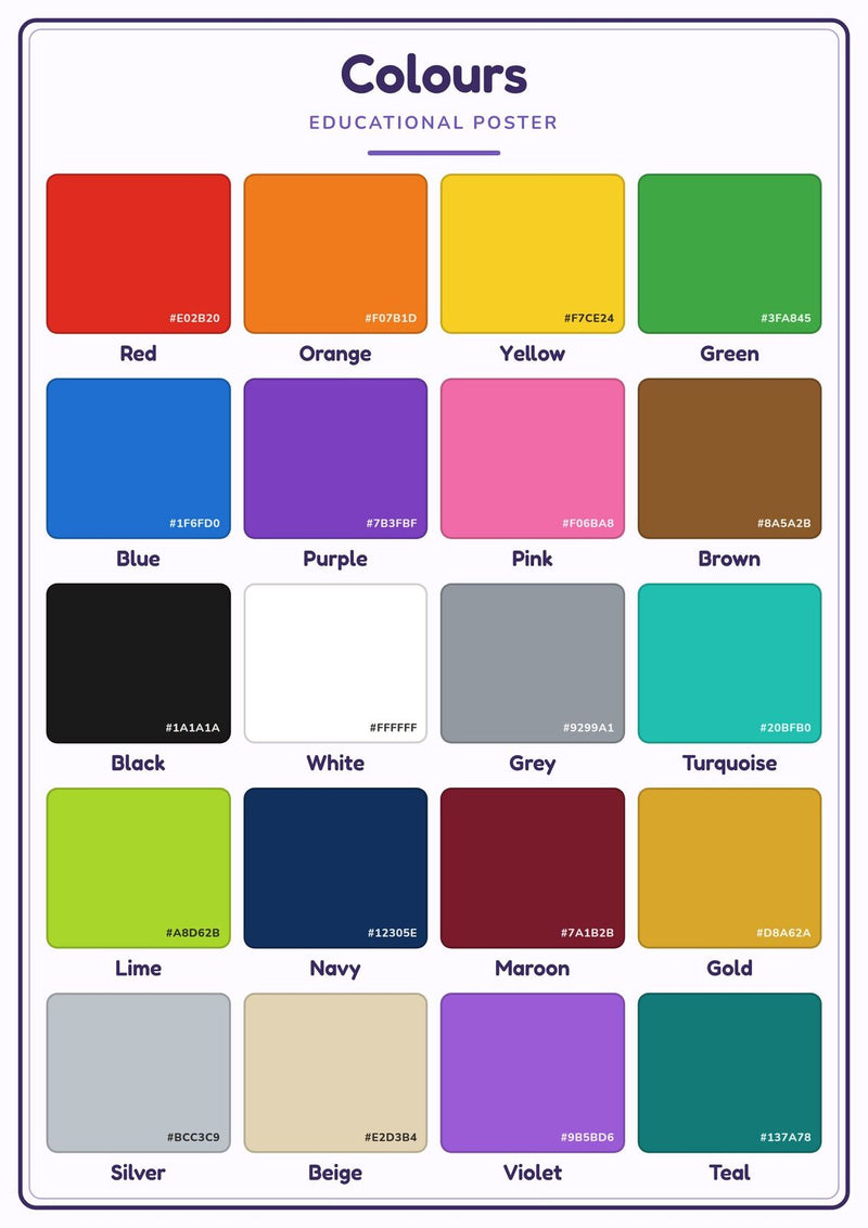 Load image into Gallery viewer, Colours: A4 Matte Laminated Educational Poster Print - 210x297mm-1
