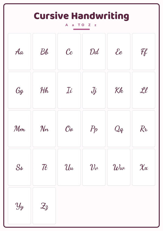 Cursive Handwriting: A4 Matte Laminated Educational Poster Print - 210x297mm-1