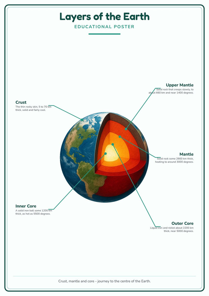 Load image into Gallery viewer, Layers of the Earth: A4 Matte Laminated Educational Poster Print - 210x297mm-0
