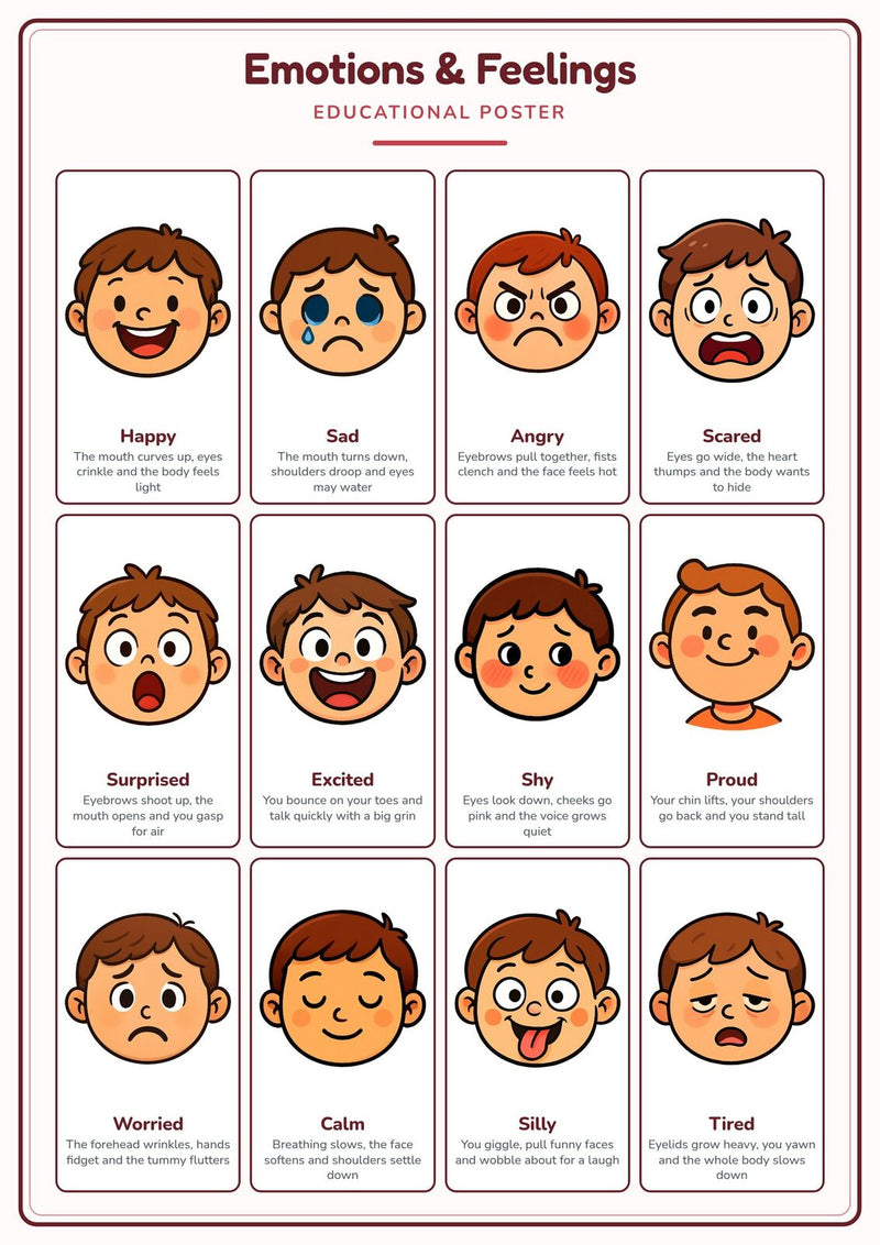 Load image into Gallery viewer, Emotions &amp; Feelings: A4 Matte Laminated Educational Poster Print - 210x297mm-1
