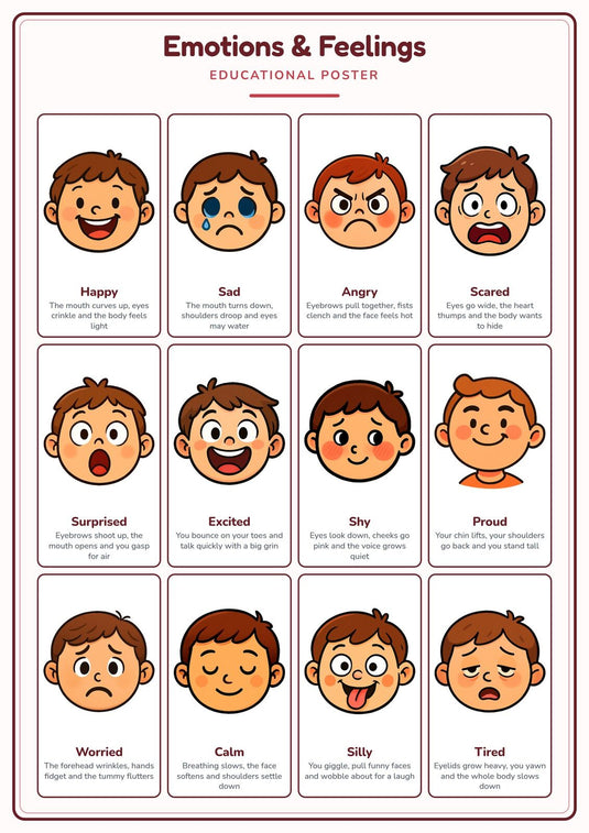 Emotions & Feelings: A4 Matte Laminated Educational Poster Print - 210x297mm-0