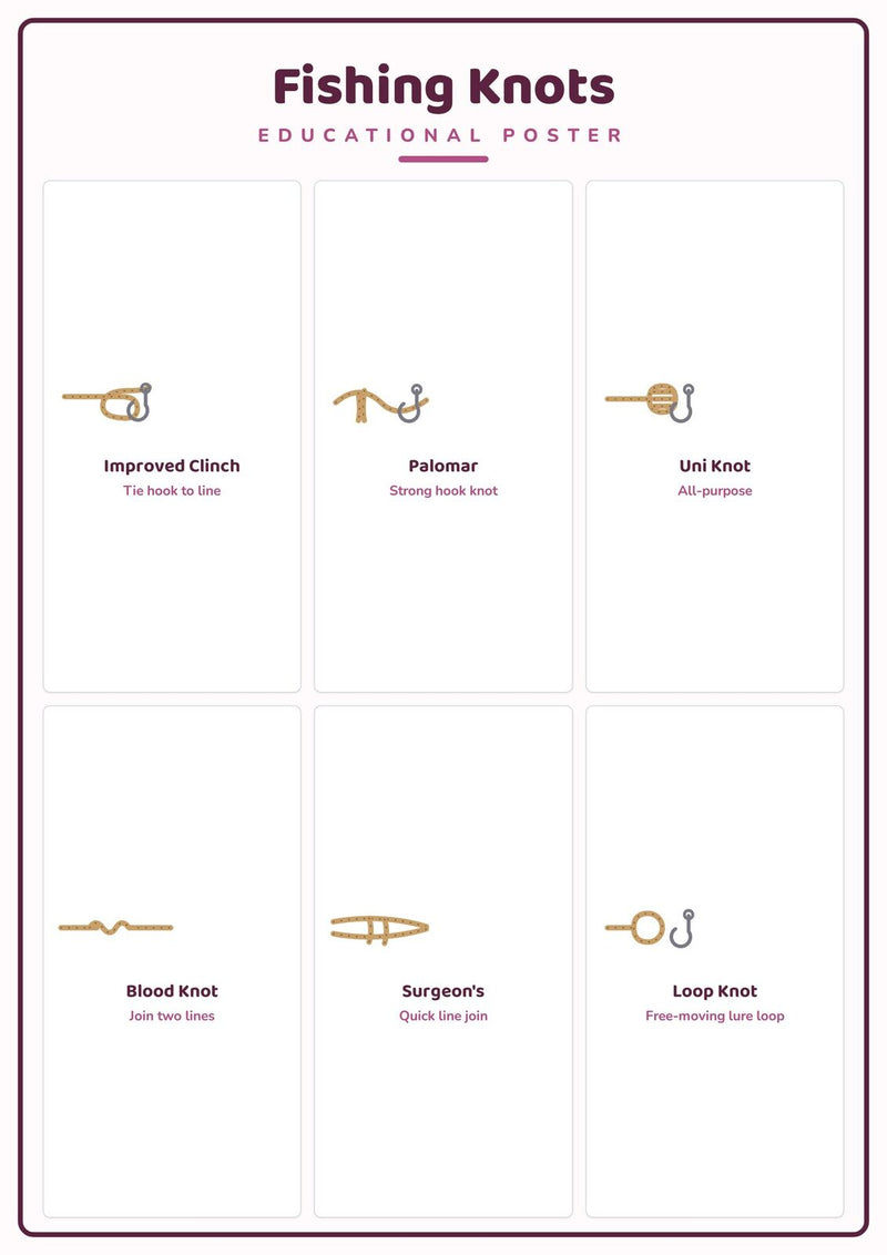 Load image into Gallery viewer, Fishing Knots: A4 Matte Laminated Educational Poster Print - 210x297mm-1
