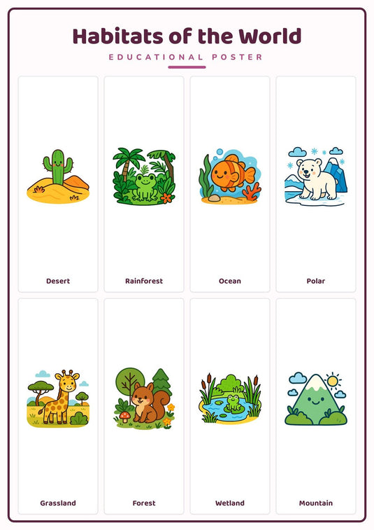 Habitats of the World: A4 Matte Laminated Educational Poster Print - 210x297mm-1