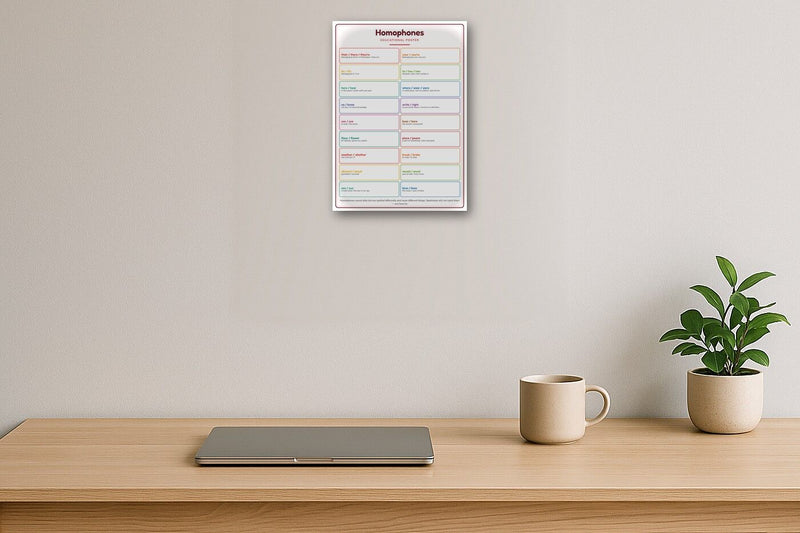 Load image into Gallery viewer, Homophones: A4 Matte Laminated Educational Poster Print - 210x297mm-2
