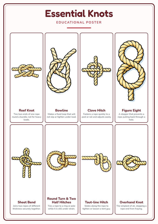 Essential Knots: A4 Matte Laminated Educational Poster Print - 210x297mm-1