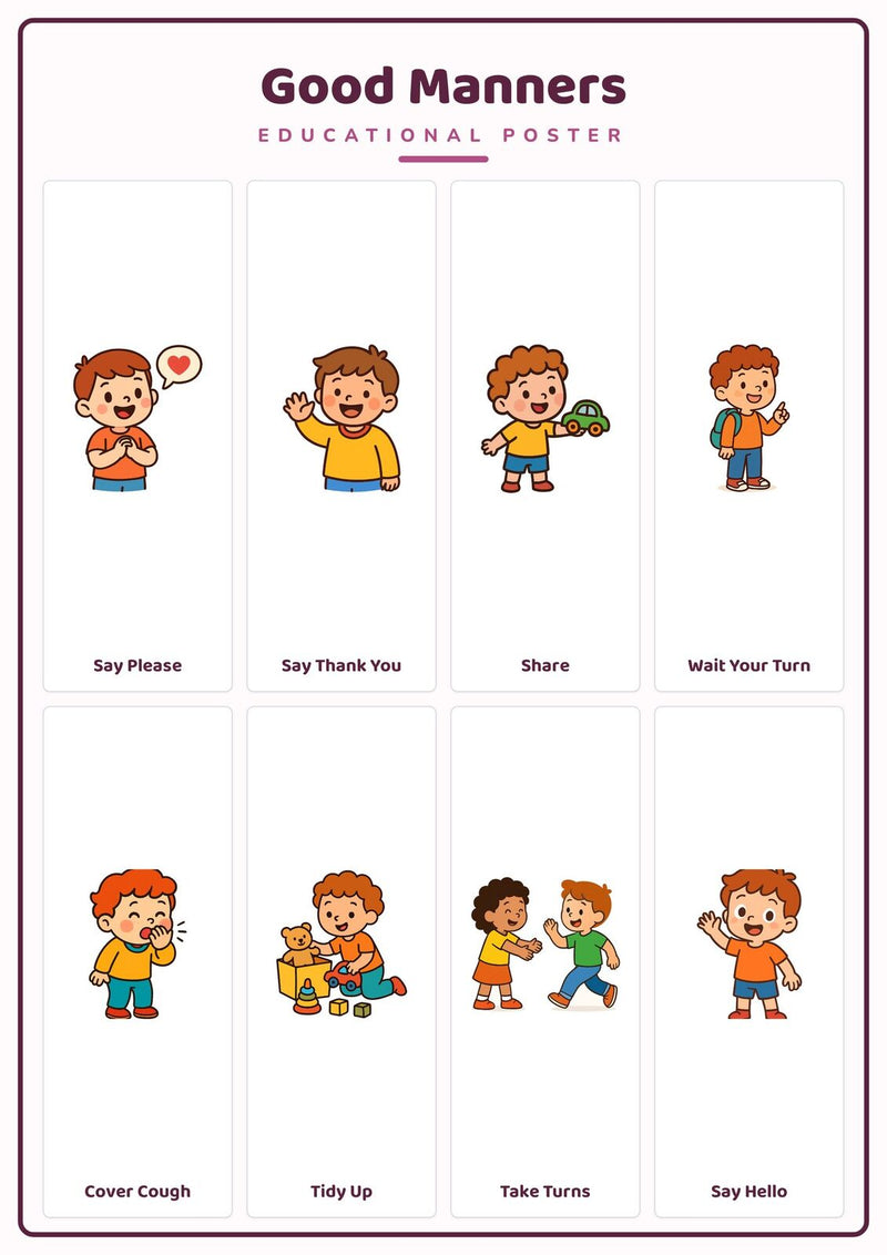 Load image into Gallery viewer, Good Manners: A4 Matte Laminated Educational Poster Print - 210x297mm-0
