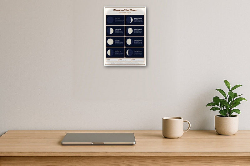 Load image into Gallery viewer, Phases of the Moon: A4 Matte Laminated Educational Poster Print - 210x297mm-2
