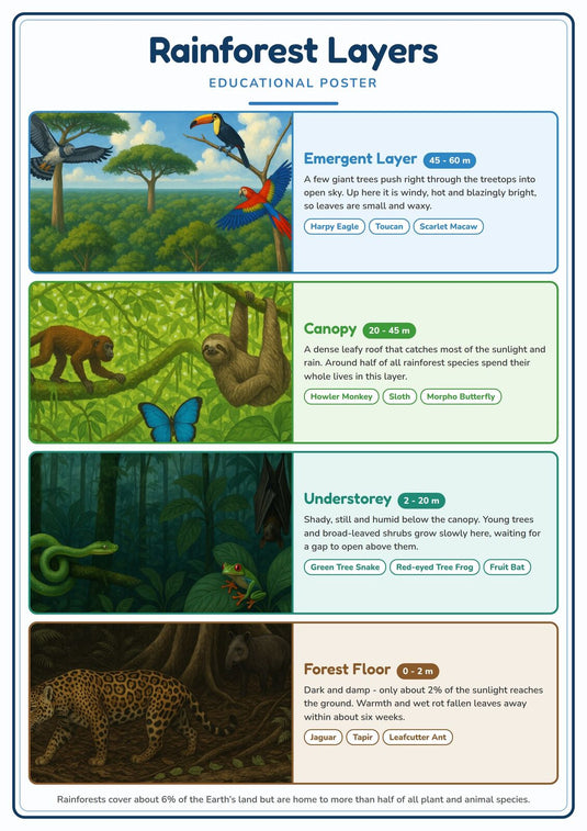 Rainforest Layers: A4 Matte Laminated Educational Poster Print - 210x297mm-0