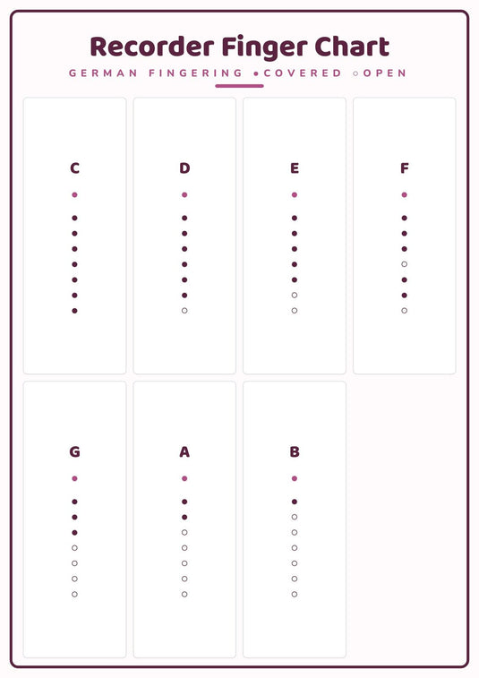 Recorder Finger Chart: A4 Matte Laminated Educational Poster Print - 210x297mm-0