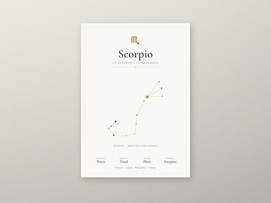 Scorpio Zodiac Constellation White: A4 Matte Laminated Educational Poster Print - 210x297mm-2
