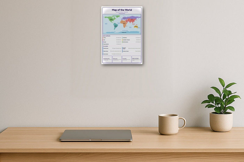 Load image into Gallery viewer, Map of the World: A4 Matte Laminated Educational Poster Print - 210x297mm-2
