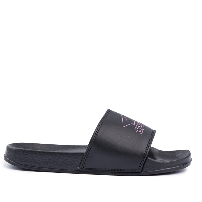 Load image into Gallery viewer, Laze Girls Slides Black/Metallic Blush-0
