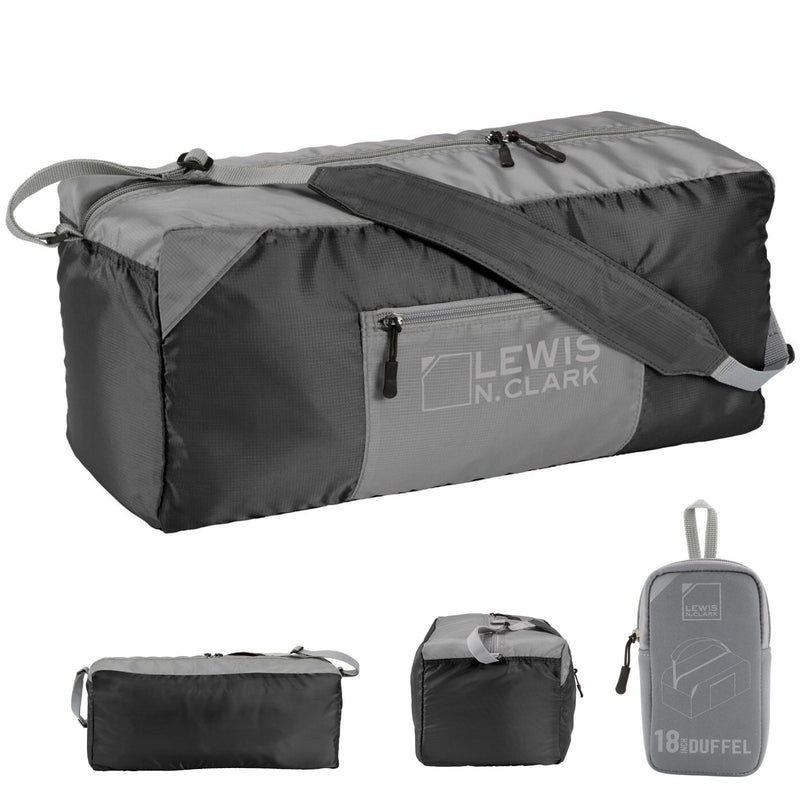 Load image into Gallery viewer, Lewis N. Clark 18" Packable Foldable Travel Compact Duffle Bag - Black/Grey-0
