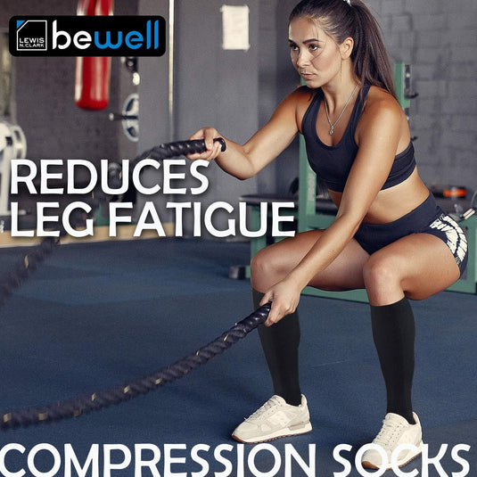 Lewis N. Clark Compact Travel Compression Socks Anti Fatigue Support - Black (Medium Size)-4