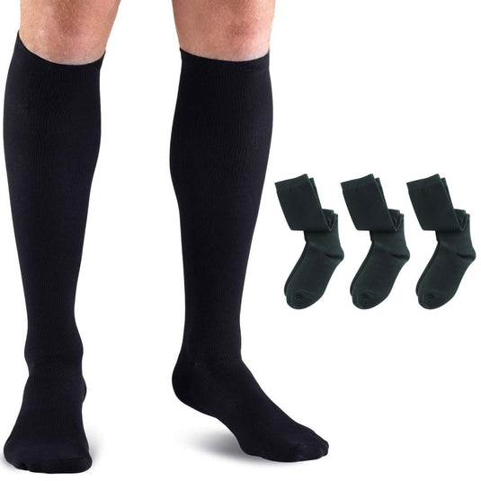 3x Lewis N. Clark Compact Travel Compression Socks Anti Fatigue Support - Black (Medium Size)-0