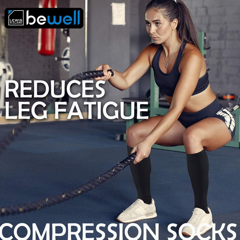 Load image into Gallery viewer, 6x Lewis N. Clark Compact Travel Compression Socks Anti Fatigue Support - Black (Medium Size)-4
