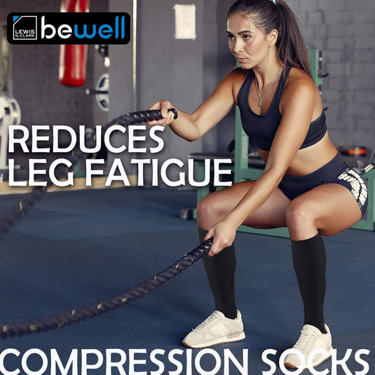 6x Lewis N. Clark Compact Travel Compression Socks Anti Fatigue Support - Black (Medium Size)-4