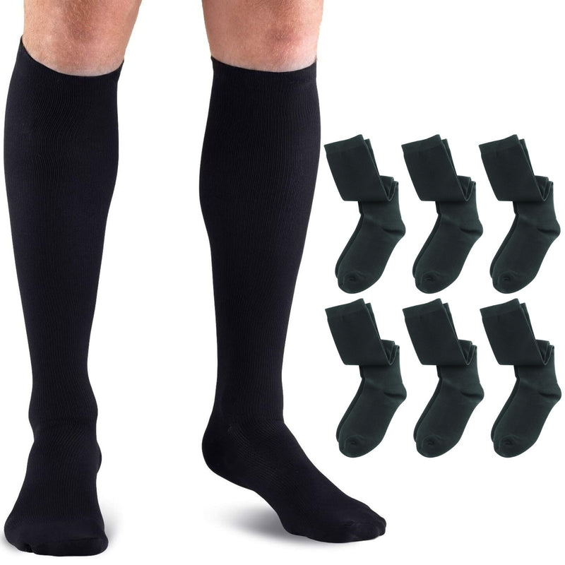 Load image into Gallery viewer, 6x Lewis N. Clark Compact Travel Compression Socks Anti Fatigue Support - Black (Medium Size)-0
