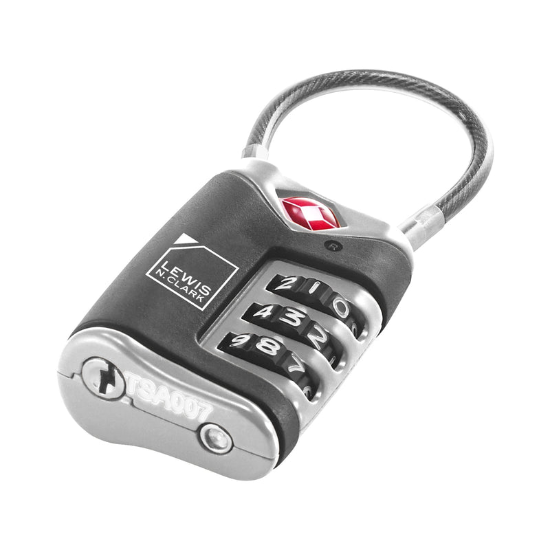 Load image into Gallery viewer, Lewis N. Clark TSA Approved Easy Set Combination Luggage Lock w Steel Cable-3
