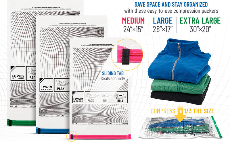Load image into Gallery viewer, 8x Lewis N. Clark Compression Bag Clothes Seal Storage Bags Space Saver Travel-4

