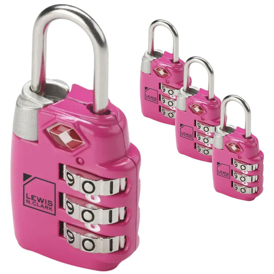 4x Lewis N. Clark PadLock Suitcase TSA Approved Combination Lock Travel - Pink-1