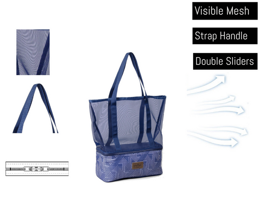 Extra Large 2-in-1 Insulated Mesh Tote Bag Zipper Cooler Picnic Storage Beach Makena-1