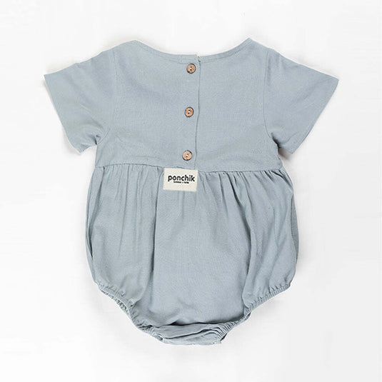 Ponchik Babies + Kids - Linen Romper - Capri Blue - Size 2y Only-3