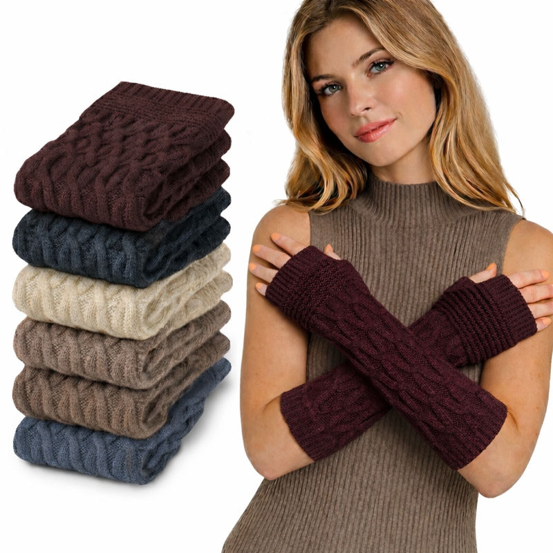 Load image into Gallery viewer, 6x Womens Arm Warmers Winter Long Knitted Fingerless Gloves - Assorted-0
