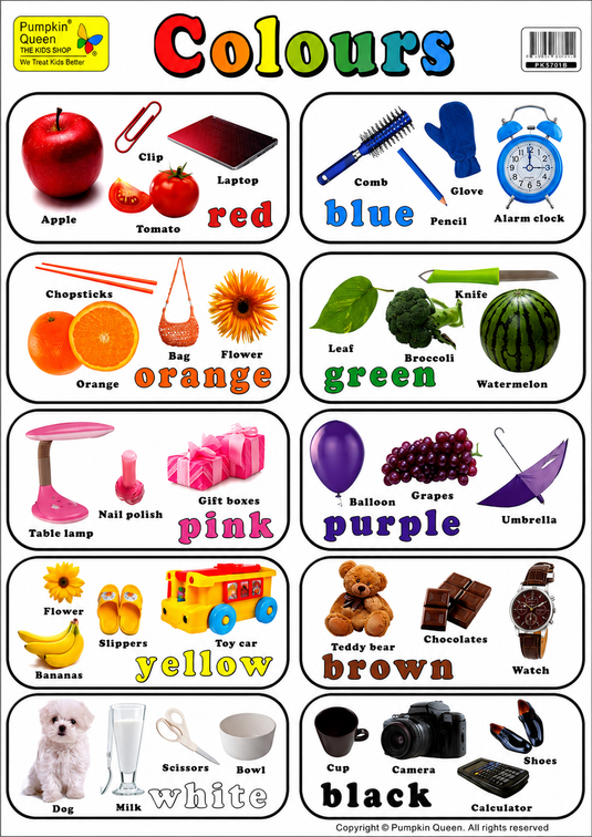 Large "Colours" Educational Poster - 73x52cm Size - Portrait (Printed by Pumpkin Queen)-1