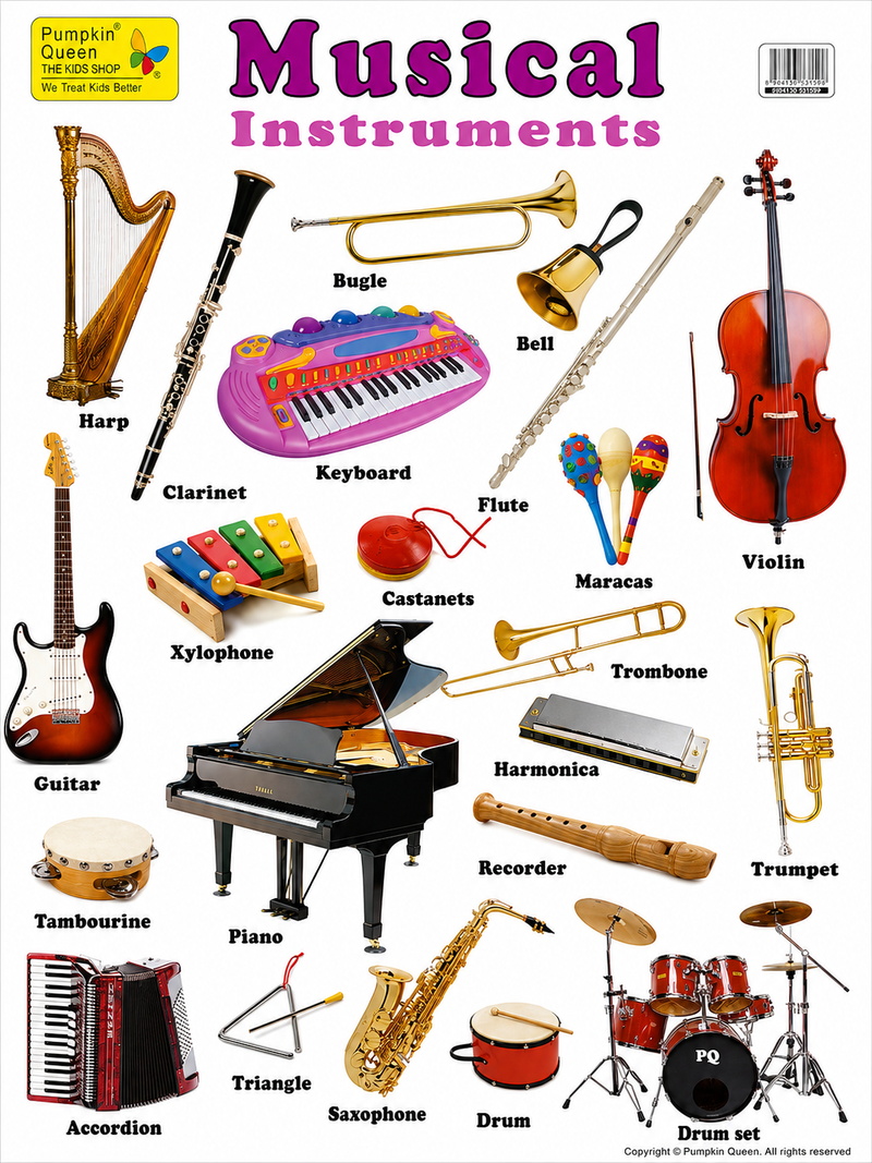 Load image into Gallery viewer, Large "Musical Instruments" Educational Poster - 73x52cm Size - Portrait (Printed by Pumpkin Queen)-1
