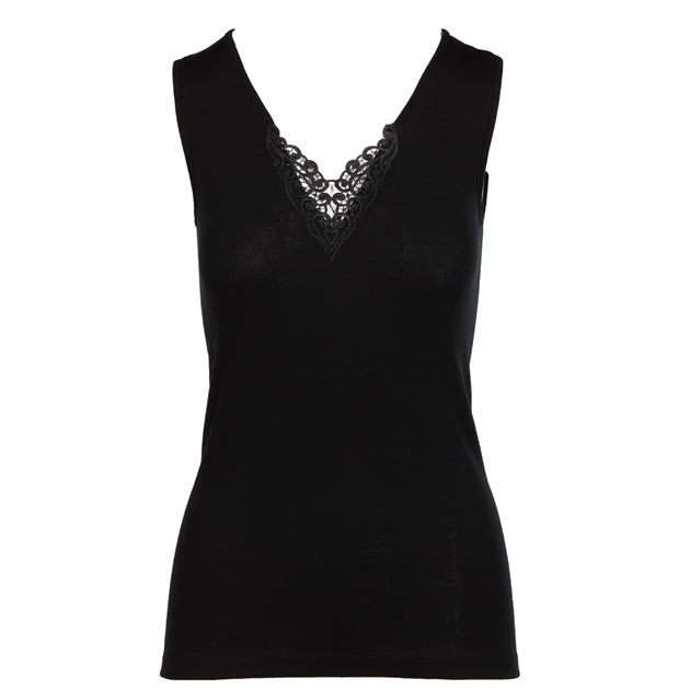 Thermo Fleece® Ladies Sleeveless Thermal Tank Top Poly Cotton - Black-0