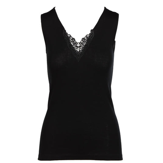 Thermo Fleece® Ladies Sleeveless Thermal Tank Top Poly Cotton - Black-0